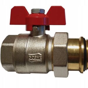 ZAWÓR KULOWY ZE ŚRUBUNKIEM 1 CAL SAMOUSZCZELNIAJĄCY CZERWONY MOTYLEK