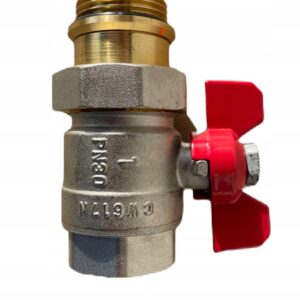 ZAWÓR KULOWY ZE ŚRUBUNKIEM 1 CAL DO ROZDZIELACZA Z CZERWONYM MOTYLEKIEM