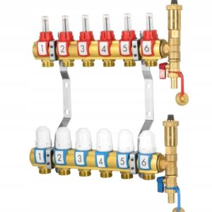 ROZDZIELACZ 6 OBWODÓW OGRZEWANIA PODŁOGOWEGO DO PODŁOGÓWKI MOSIĘŻNY DIAMOND